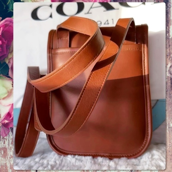 INTAGE COACH BRITISH TAN LEATHER CROSSBODY SIDEPACK BAG 9978 - Picture 15 of 17